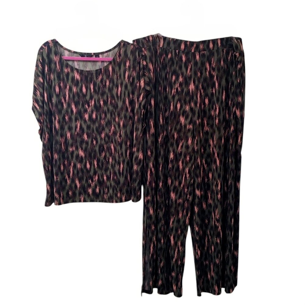 G by Giuliana 2-Piece Pant Set, Size 2X, (Olive Green, Brown, Black, Pink)